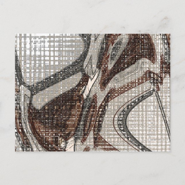 Postal Arte abstracto gris y marrón (Anverso)