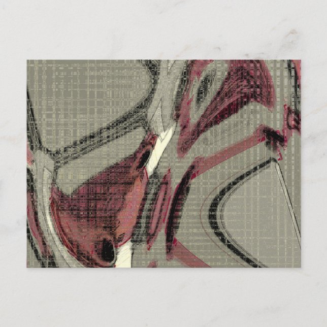 Postal Arte abstracto gris y rojo (Anverso)
