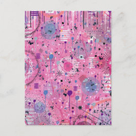 Postal Arte abstracto maximalista rosa