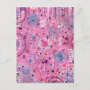Postal Arte abstracto maximalista rosa
