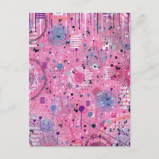 Postal Arte abstracto maximalista rosa (Anverso)