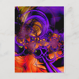 Postal Arte Abstracto Metal Morado Naranja Ganchillo Zizz
