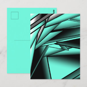 Postal Arte abstracto moderno ombre negro blanco turquesa
