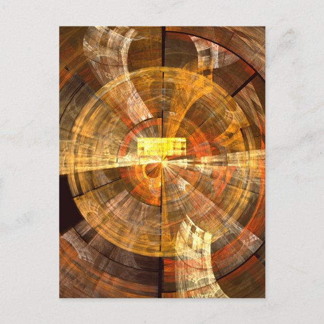 Postal Arte abstracto radial de integridad en tonos cálid (Anverso)