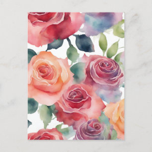 Postal Arte abstracto - Rosas acuarela