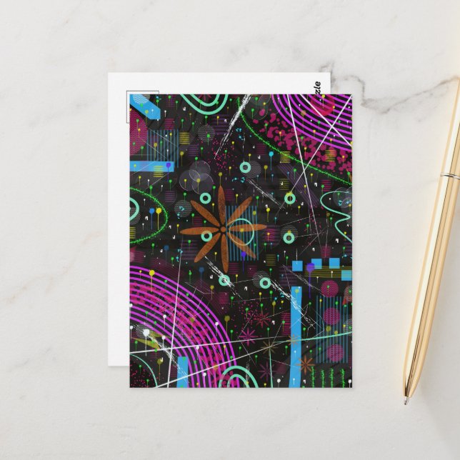 Postal Arte abstracto: Satélite  (Anverso/Reverso In Situ)
