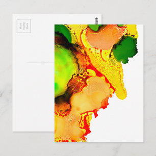 Postal Arte abstracto tinta de alcohol amarillo verde