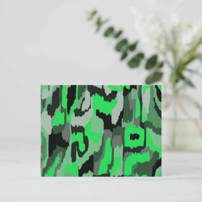 Postal Arte abstracto verde y negro (Anverso de pie)