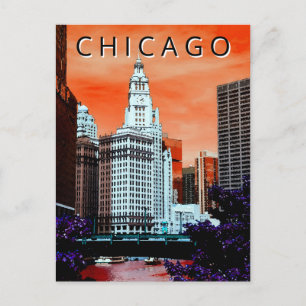Postal Arte acuarela de Chicago LT Wind City