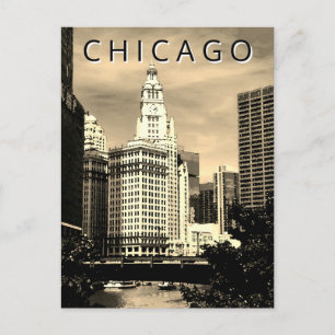 Postal Arte acuarela de Chicago LT Wind City