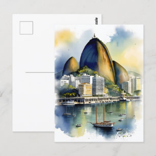 Postal Arte acuarela de Río de Janeiro