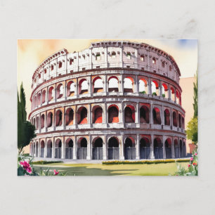 Postal Arte Acuarela del Coliseo de Roma