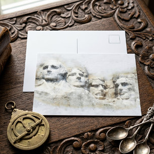 Postal Arte acuarela presidencial del Monte Rushmore