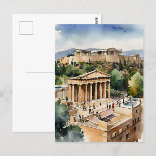 Postal Arte acuático de Atenas Grecia