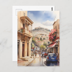 Postal Arte acuático de Atenas Grecia