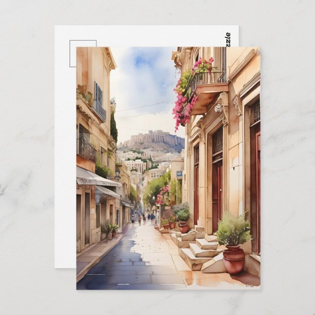 Postal Arte acuático de Atenas Grecia (Anverso / Reverso)