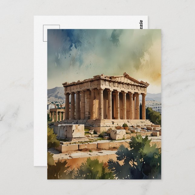 Postal Arte acuático de Atenas Grecia (Anverso / Reverso)