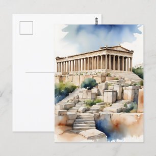 Postal Arte acuático de Atenas Grecia