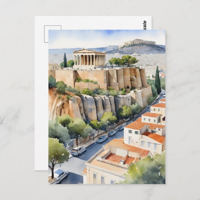 Postal Arte acuático de Atenas Grecia (Anverso / Reverso)