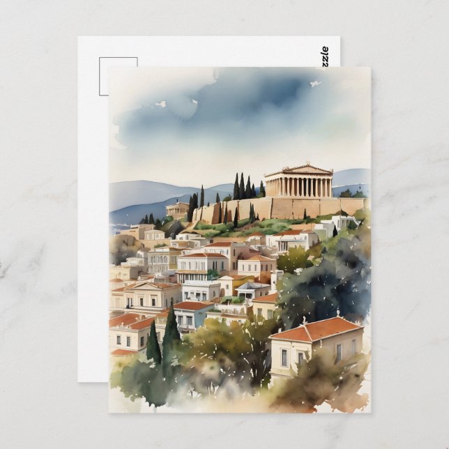 Postal Arte acuático de Atenas Grecia (Anverso / Reverso)