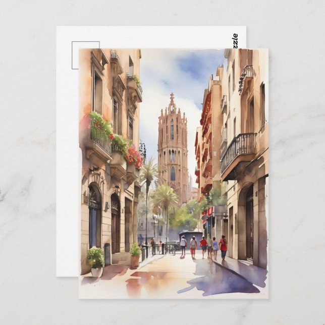 Postal Arte acuático de Barcelona (Anverso / Reverso)