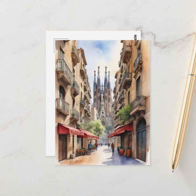 Postal Arte acuático de Barcelona (Anverso/Reverso In Situ)