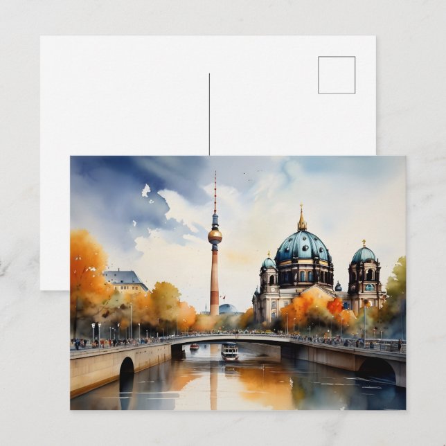 Postal Arte acuático de Berlín (Anverso / Reverso)