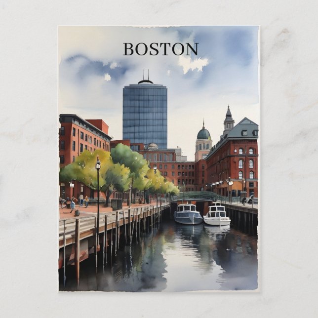 Postal Arte acuático de Boston (Anverso)