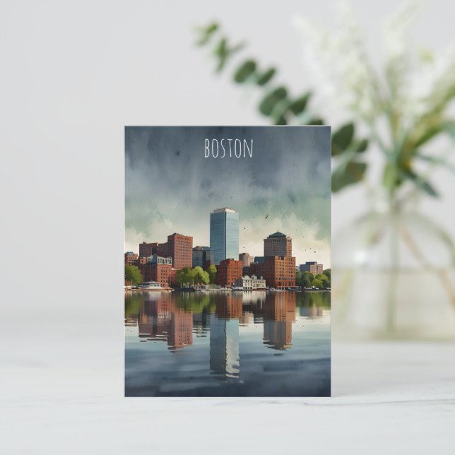 Postal Arte acuático de Boston (Anverso de pie)