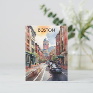 Postal Arte acuático de Boston