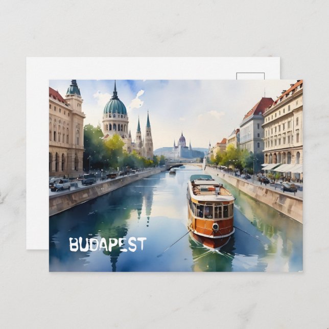 Postal Arte acuático de Budapest (Anverso / Reverso)