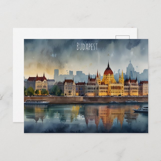 Postal Arte acuático de Budapest (Anverso / Reverso)