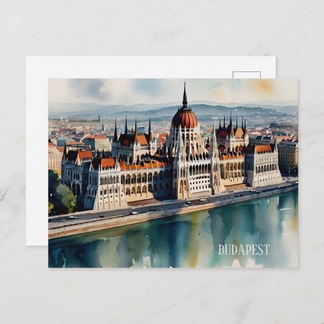 Postal Arte acuático de Budapest (Anverso / Reverso)