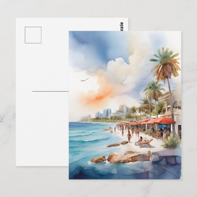 Postal Arte acuático de Cancún (Anverso / Reverso)