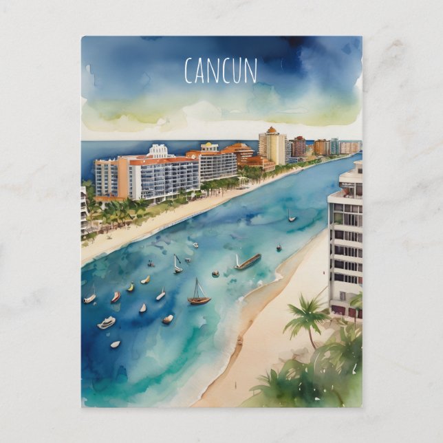 Postal Arte acuático de Cancún (Anverso)