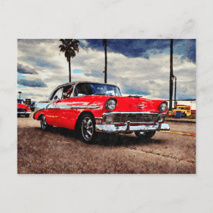 Postal Arte acuático de Chevrolet Bel Air de 1956