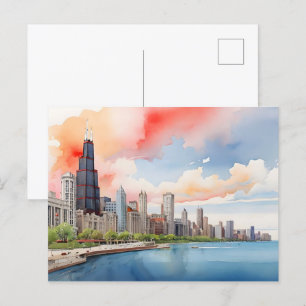 Postal Arte acuático de Chicago