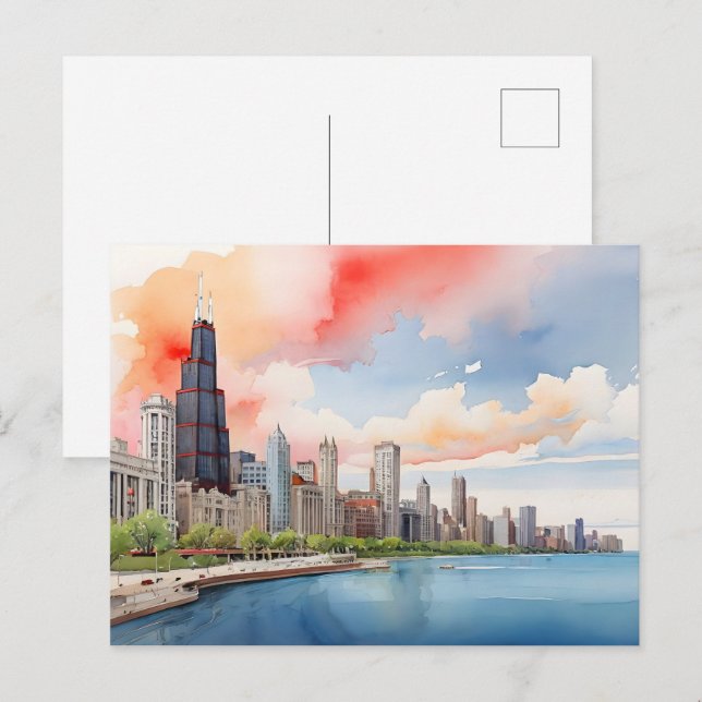 Postal Arte acuático de Chicago (Anverso / Reverso)