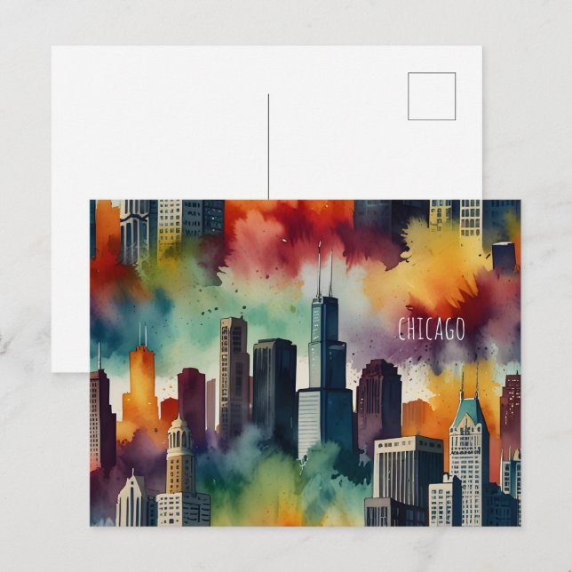 Postal Arte acuático de Chicago (Anverso / Reverso)