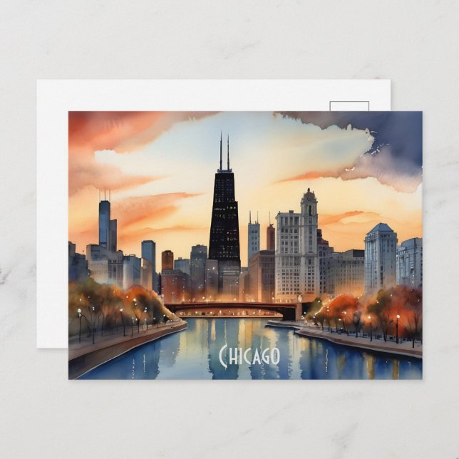 Postal Arte acuático de Chicago (Anverso / Reverso)