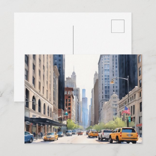Postal Arte acuático de Chicago (Anverso / Reverso)