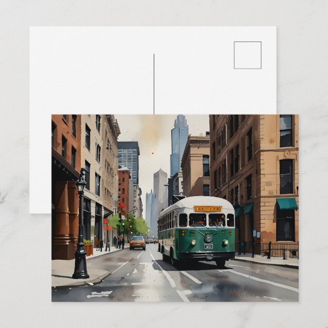 Postal Arte acuático de Chicago (Anverso / Reverso)