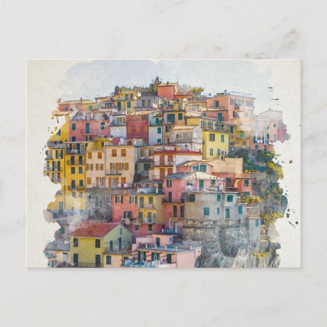 Postal Arte acuático de Cinque Terre (Anverso)