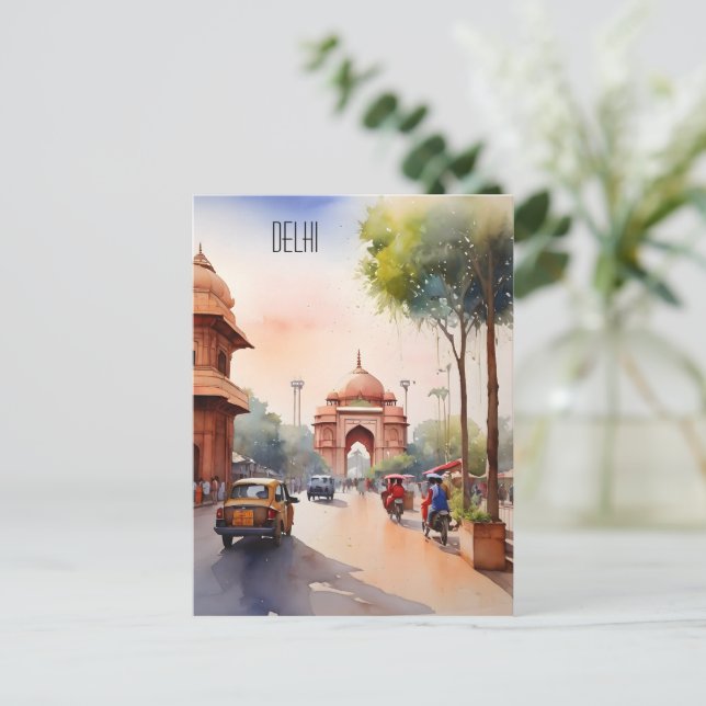 Postal Arte acuático de Delhi (Anverso de pie)