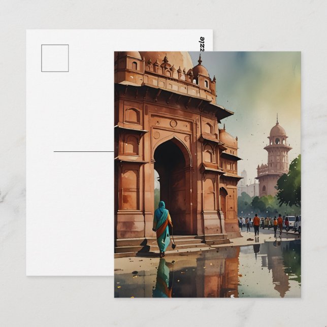 Postal Arte acuático de Delhi (Anverso / Reverso)