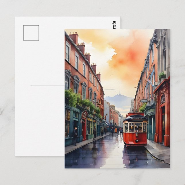 Postal Arte acuático de Dublín (Anverso / Reverso)