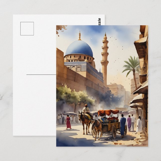 Postal Arte acuático de El Cairo (Anverso / Reverso)