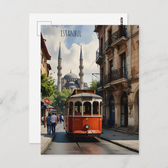 Postal Arte acuático de Estambul (Anverso / Reverso)