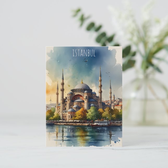 Postal Arte acuático de Estambul (Anverso de pie)