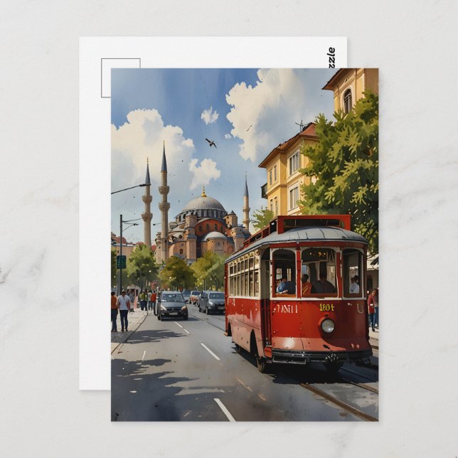 Postal Arte acuático de Estambul (Anverso / Reverso)
